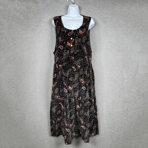 VTG‎ Bryn Connelly Dress Womens 12 Black Floral Paisley Velour Fairy Whimsigoth